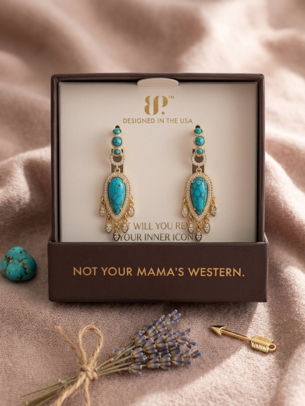Bomb Party OUTLAW "Western Whisper" Turquoise on Gold NWT $158 MSRP